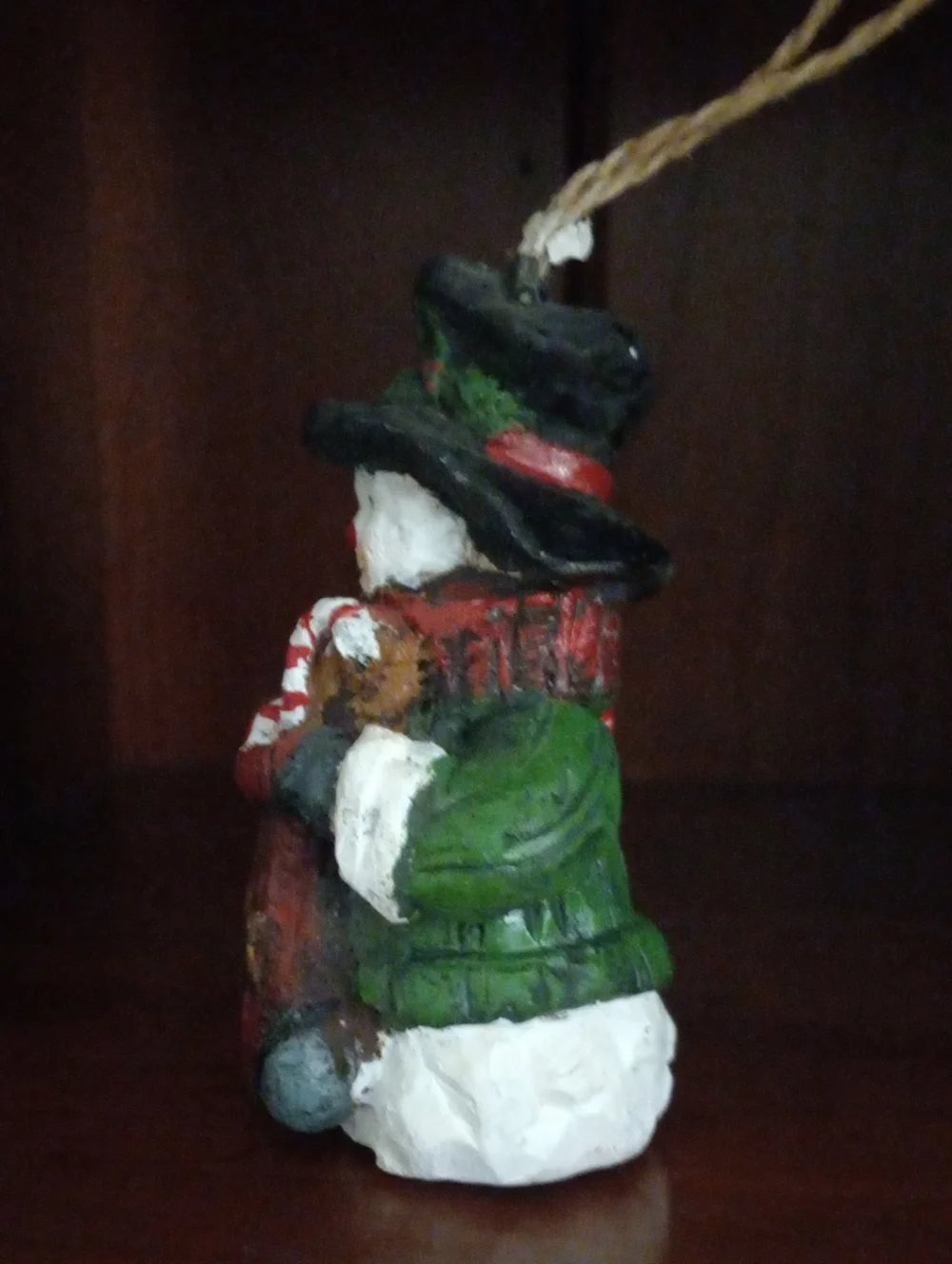 Vintage Hand-Painted Resin Snowman Christmas Ornament – Country Holiday Decor